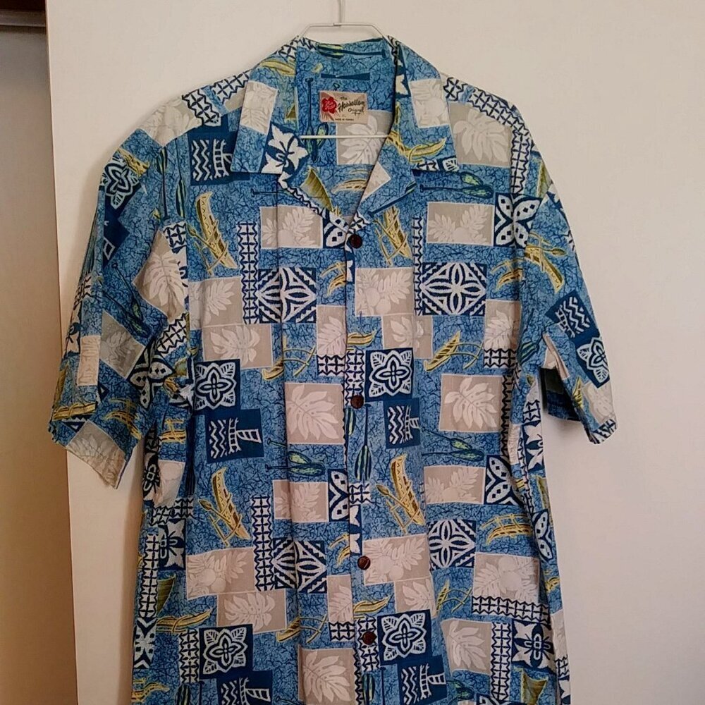 Vintage Hilo Hattie's Hawaiian Men's Shirt Blue Size XL